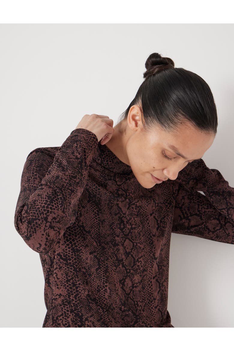 Printed Long Sleeve Top, Alternate, color, Snake Print Brown