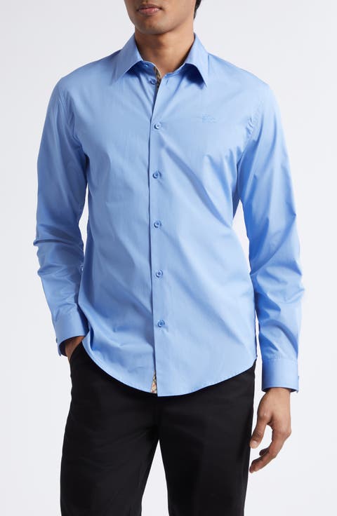 Sam Equestrian Knight Design Cotton Poplin Button-Up Shirt