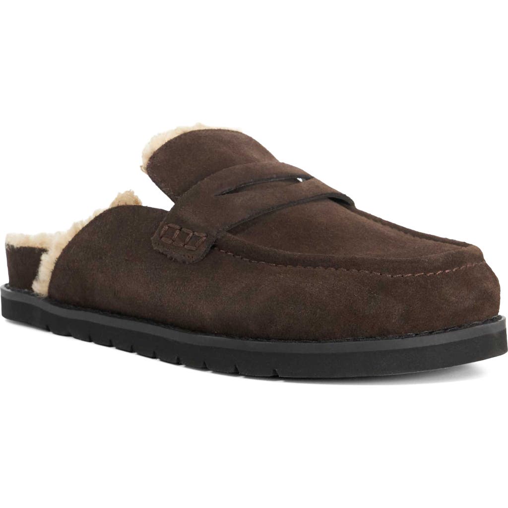Dune London Goldy Faux Shearling Mule In Brown