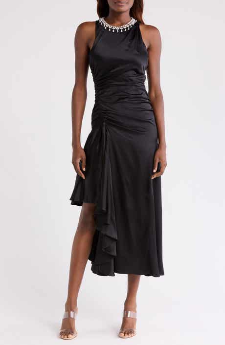 Cinq à Sept Georgie Rhinestone Detail Silk Gown