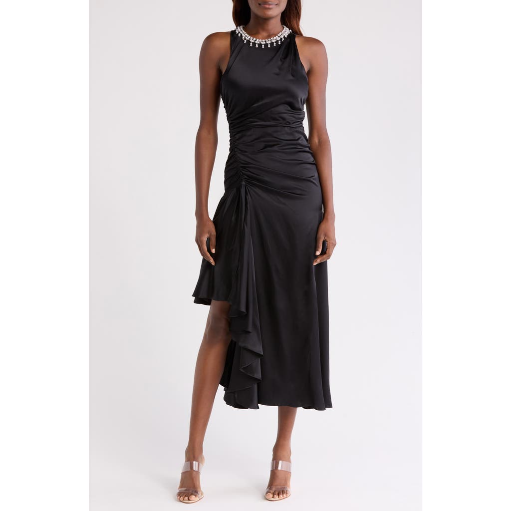 Cinq À Sept Georgie Pearl-trim Draped Midi Dress