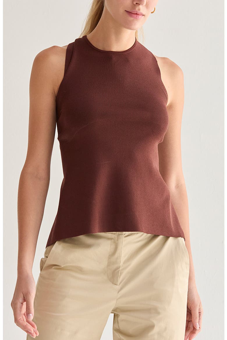 Cross Back Cut Out Knit Top, Main, color, Choco Brown