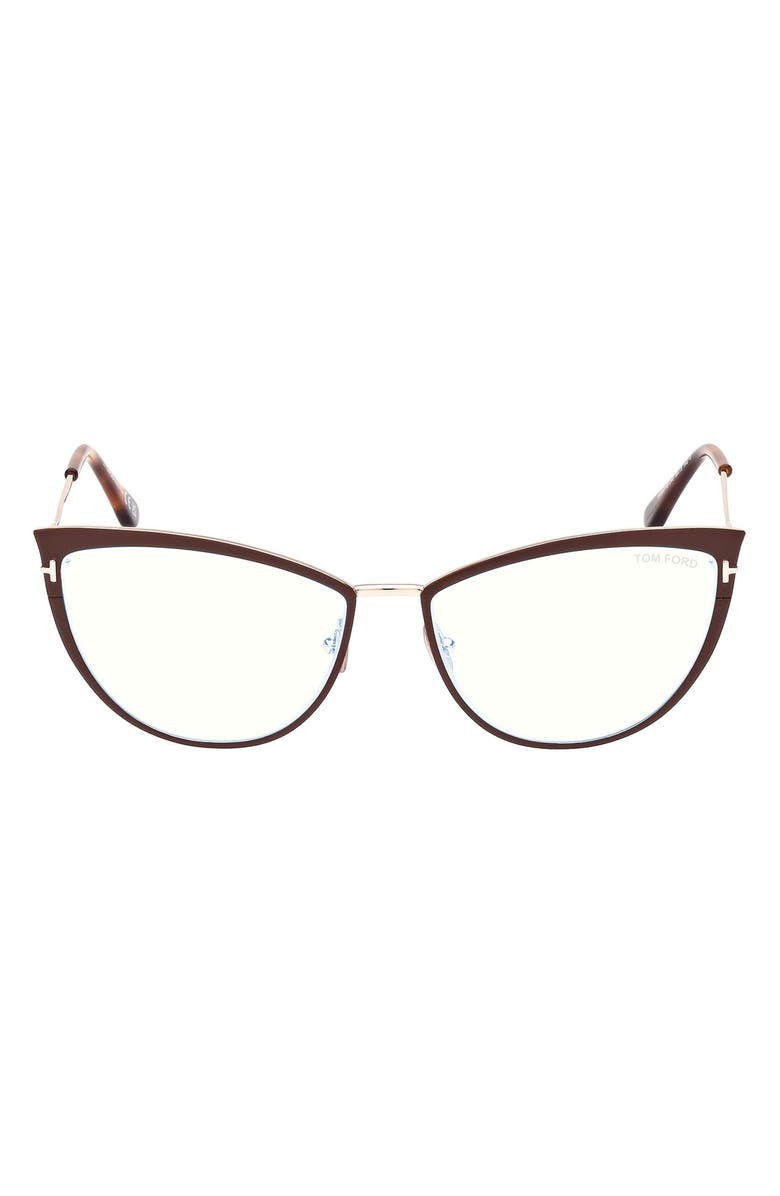TOM FORD 56mm Cat Eye Blue Light Blocking Glasses, Main, color, 