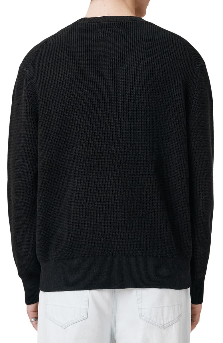 AllSaints Petra Reversible Print Logo Sweater, Alternate, color, Black/ Grey