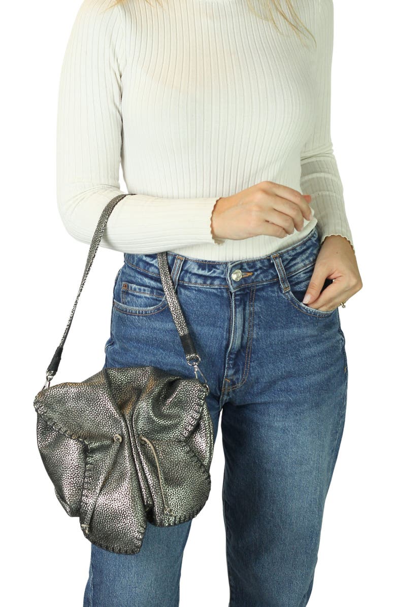 Carlos Falchi Full Size Convertible Butterfly Lambskin Crossbody Bag, Alternate, color, Roman Chrome