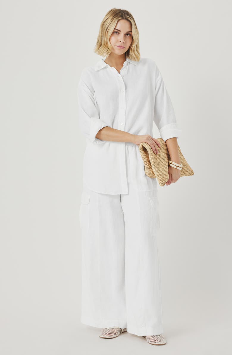 Splendid Stella Linen Cargo Pull-On Pants, Alternate, color, White