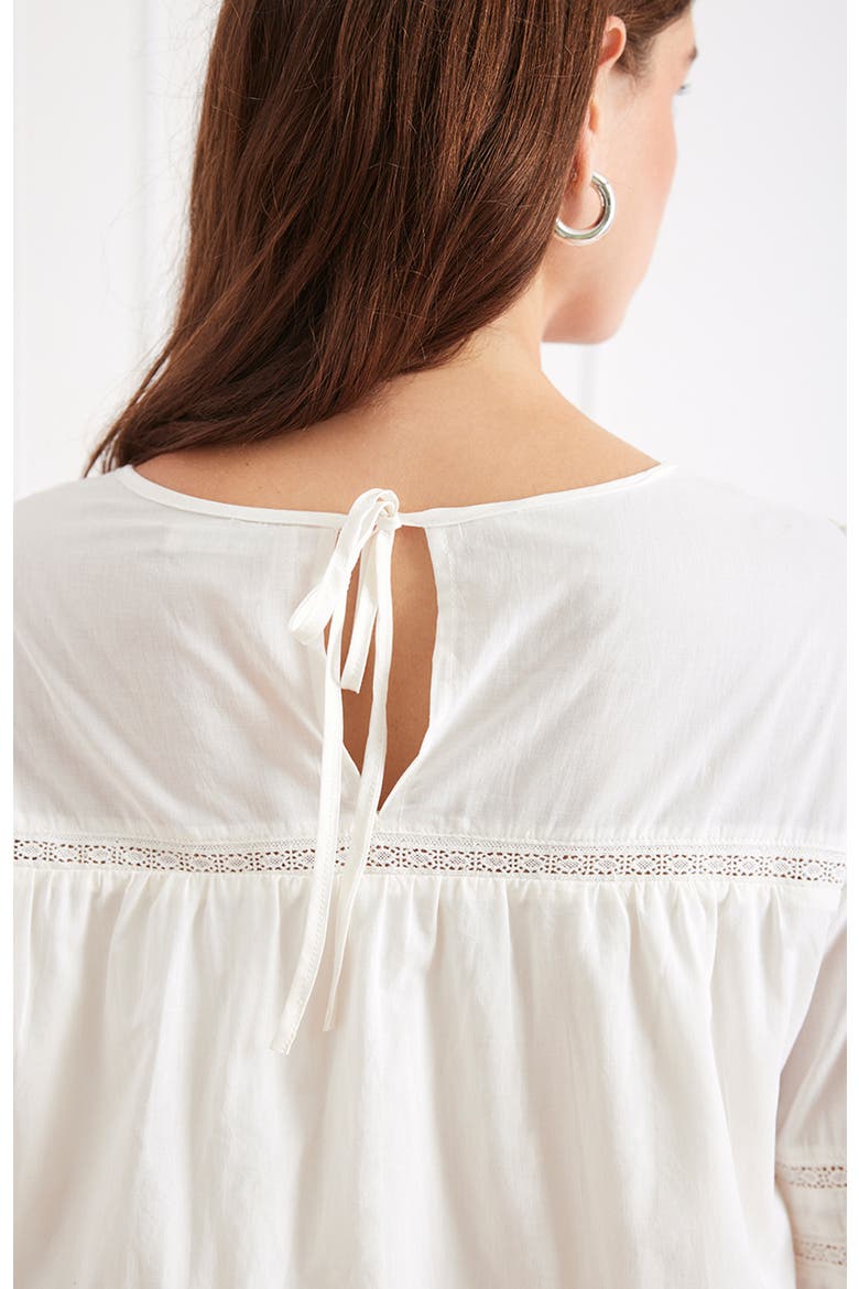 Dawn Lace Inset Cotton Blouse, Alternate, color, Off White