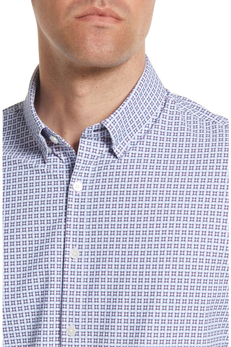Monaco Neat Performance Button-Up Shirt, Alternate, color, BLUE RED GEO PINT