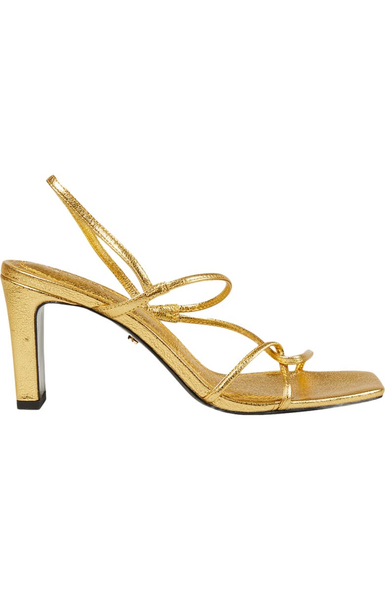 SANDRO Embossed leather sandals, Main, color, Gold