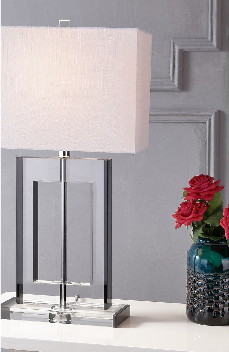 JONATHAN Y Parish 26" Crystal LED Table Lamp, Clear/Black, Alternate, color, Clear/Black