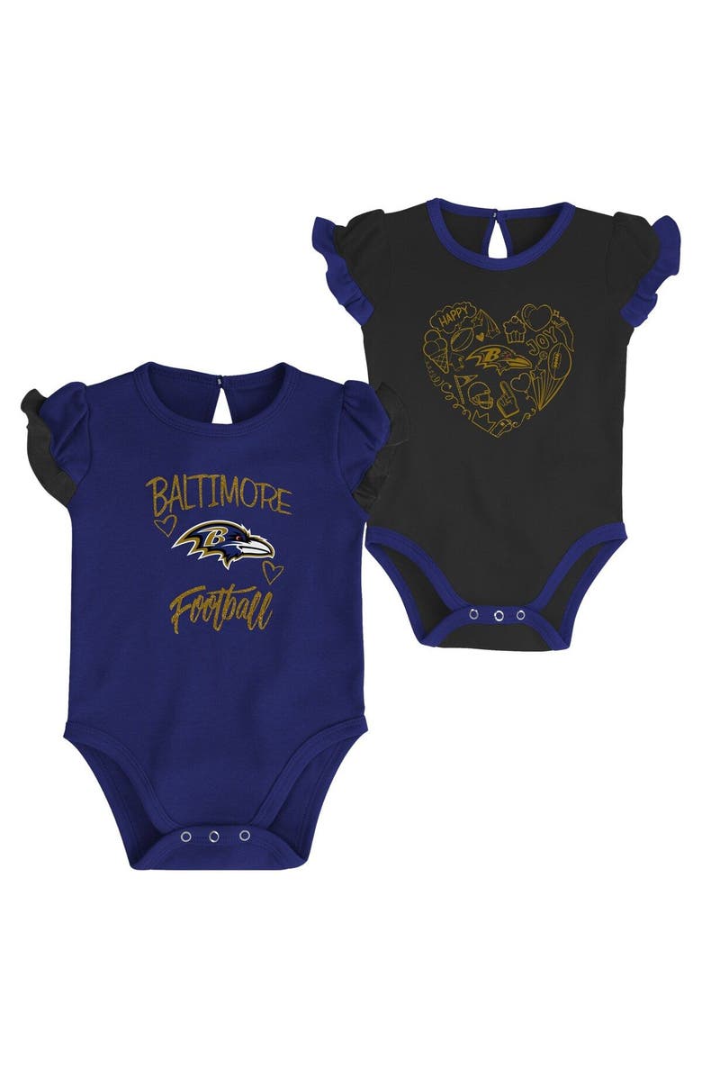 Outerstuff Newborn & Infant Purple/Black Baltimore Ravens Too Much Love Two-Piece Bodysuit Set, Main, color, 