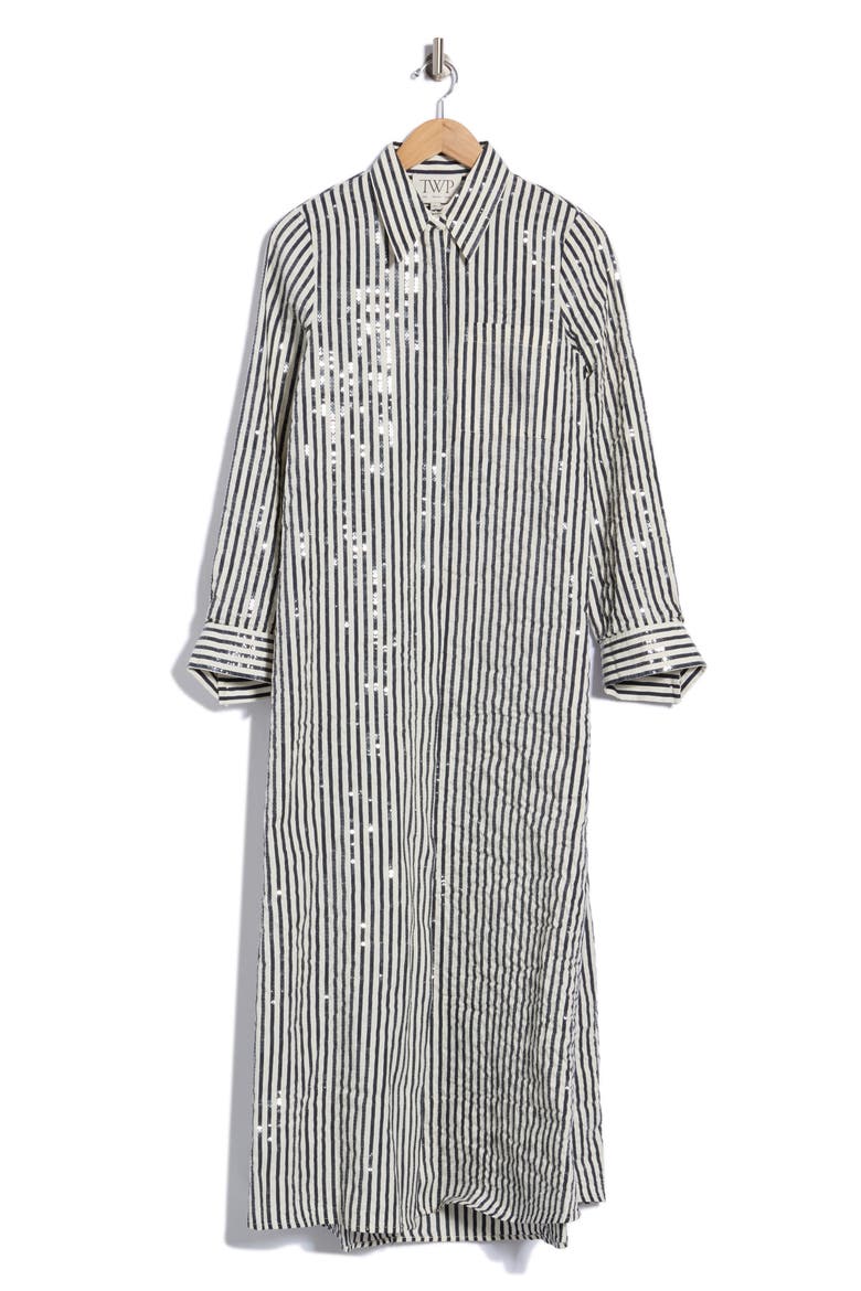 Jennys Sequin Stripe Gown, Main, color, INDIGO / WHITE