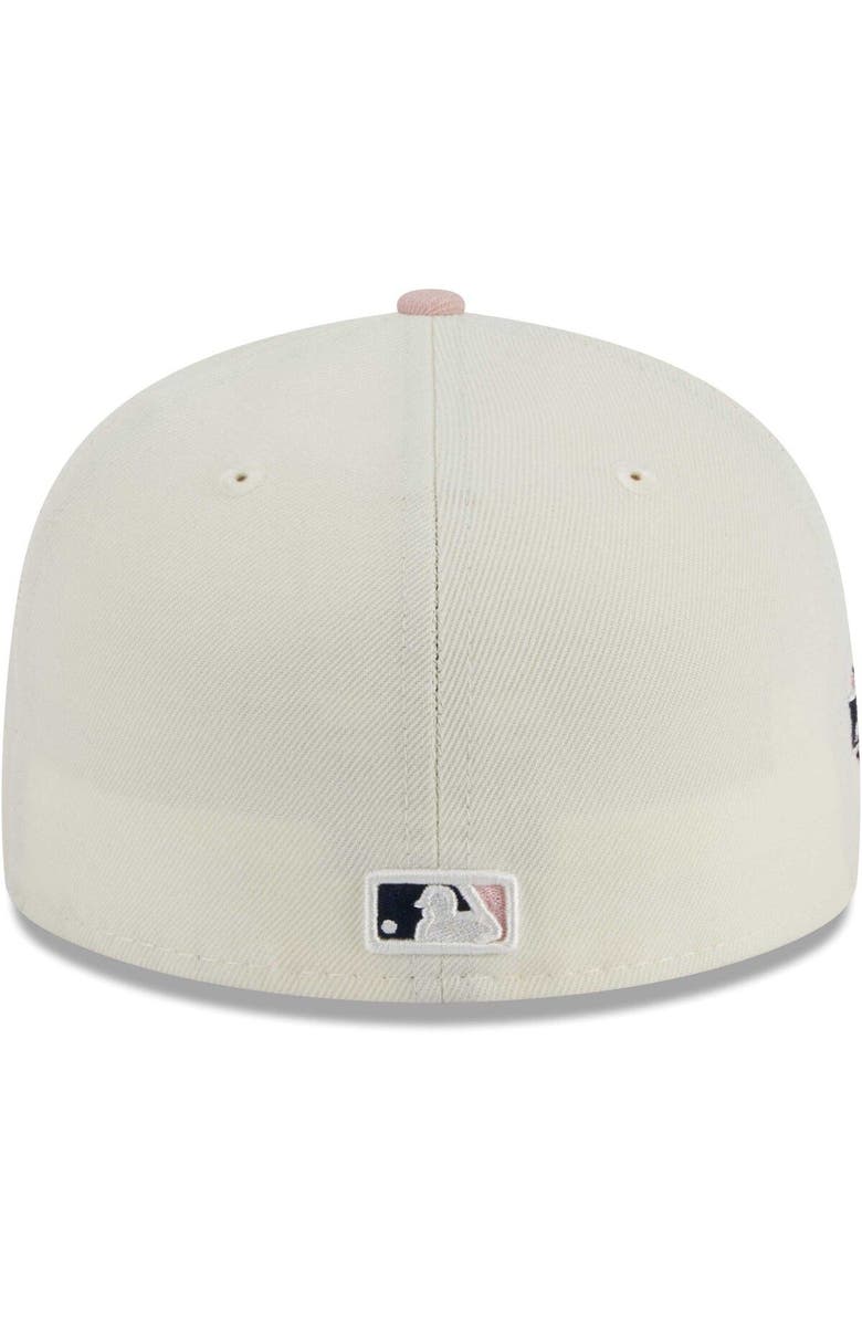 New Era Men's New Era White/Pink Cleveland Guardians Chrome Rogue 59FIFTY Fitted Hat, Alternate, color,