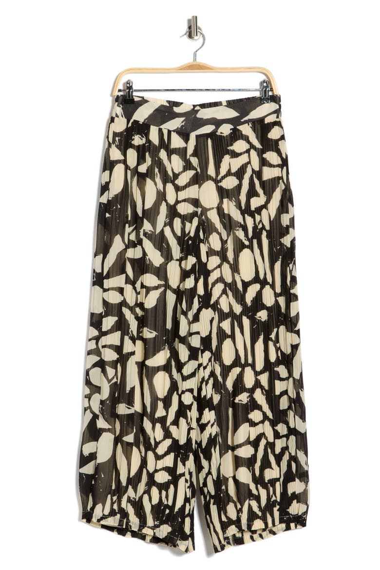 Plissé Pants, Alternate, color, BLACK OVERSIZED FLORAL