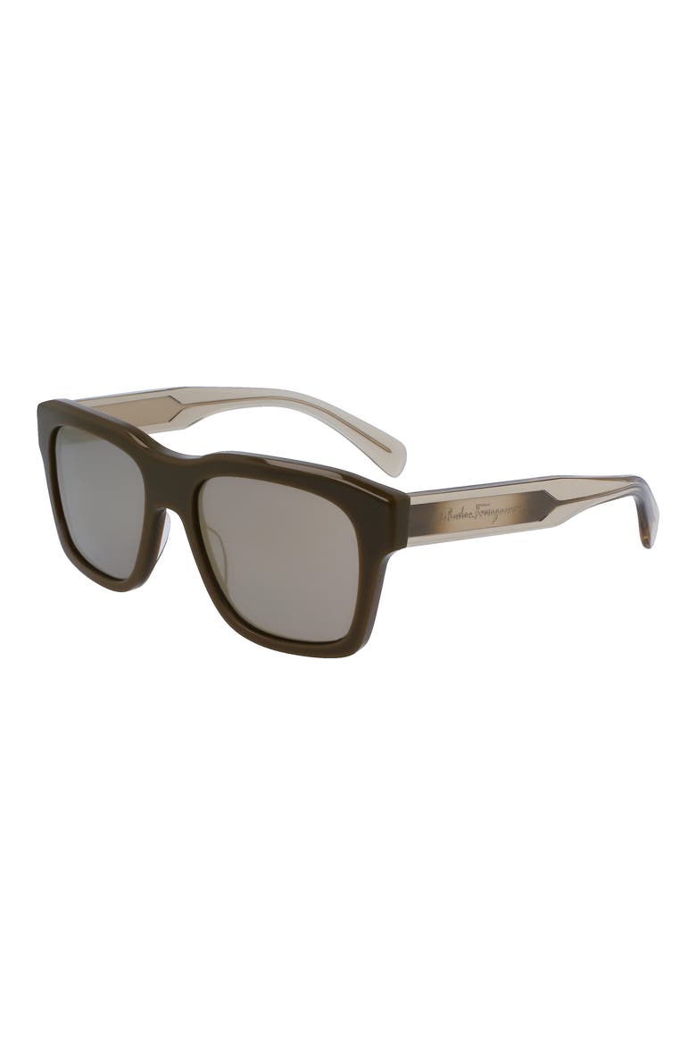 56mm Polarized Rectangular Sunglasses, Alternate, color, DARK KHAKI