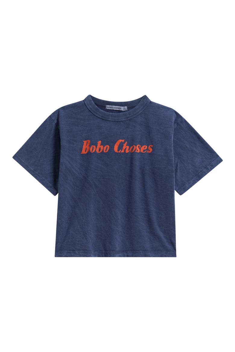 Kids' Bobo Choses Logo Organic Cotton Graphic T-Shirt, Main, color, NAVY BLUE