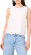 1.STATE Embroidered Eyelet Sleeveless Cotton Top