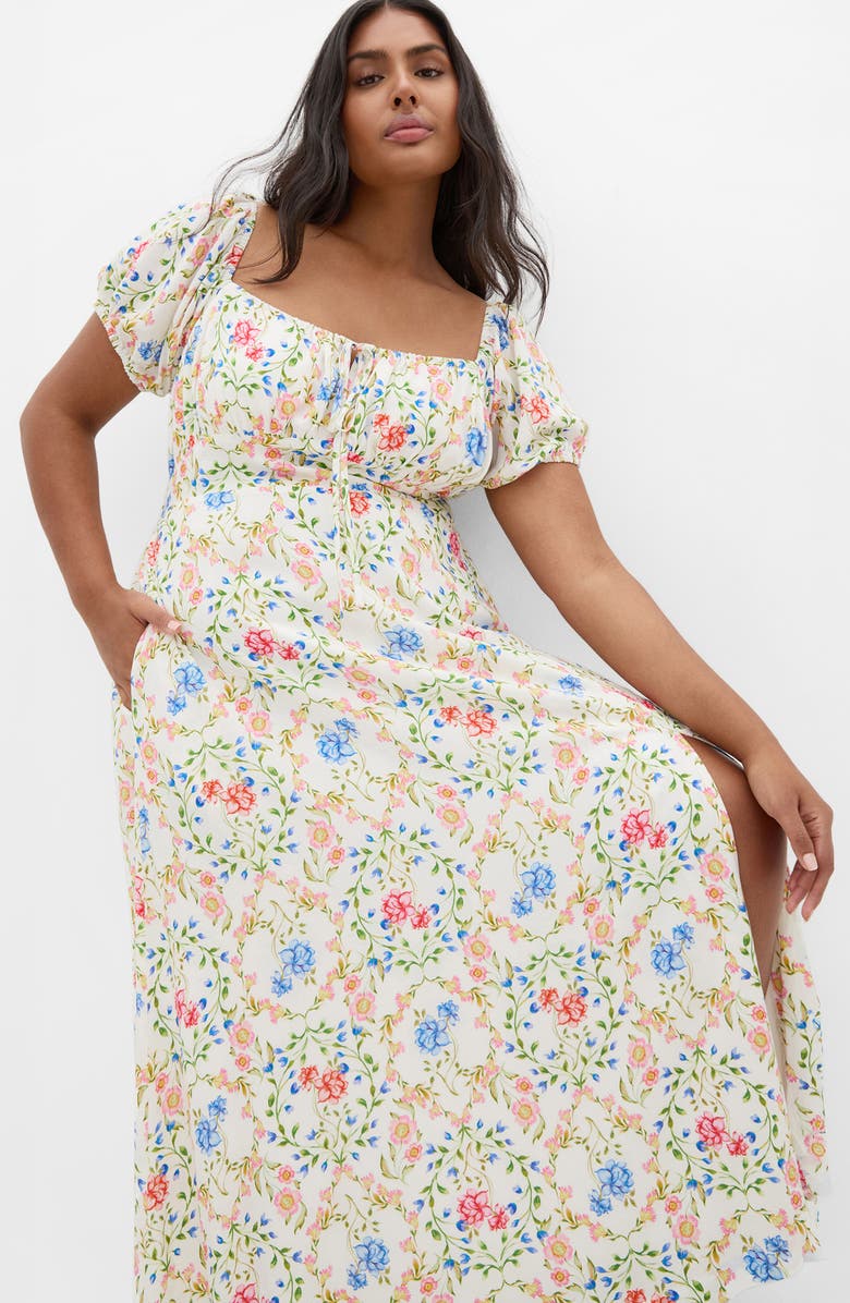 City Chic Abbie Floral Print Midi Dress, Alternate, color, Coastal Bouquet