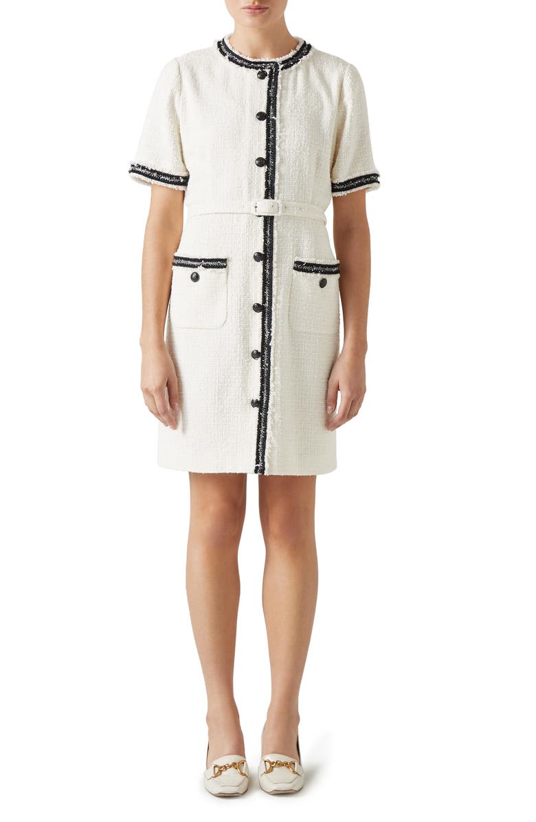LK Bennett Charlie Tweed Dress, Main, color, Ivory