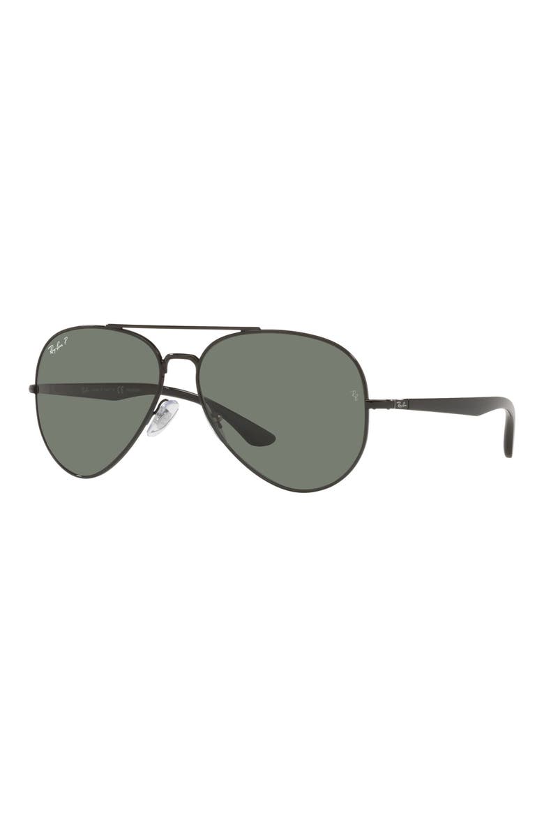58mm Polarized Aviator Sunglasses, Alternate, color, BLACK/ GREEN POLAR