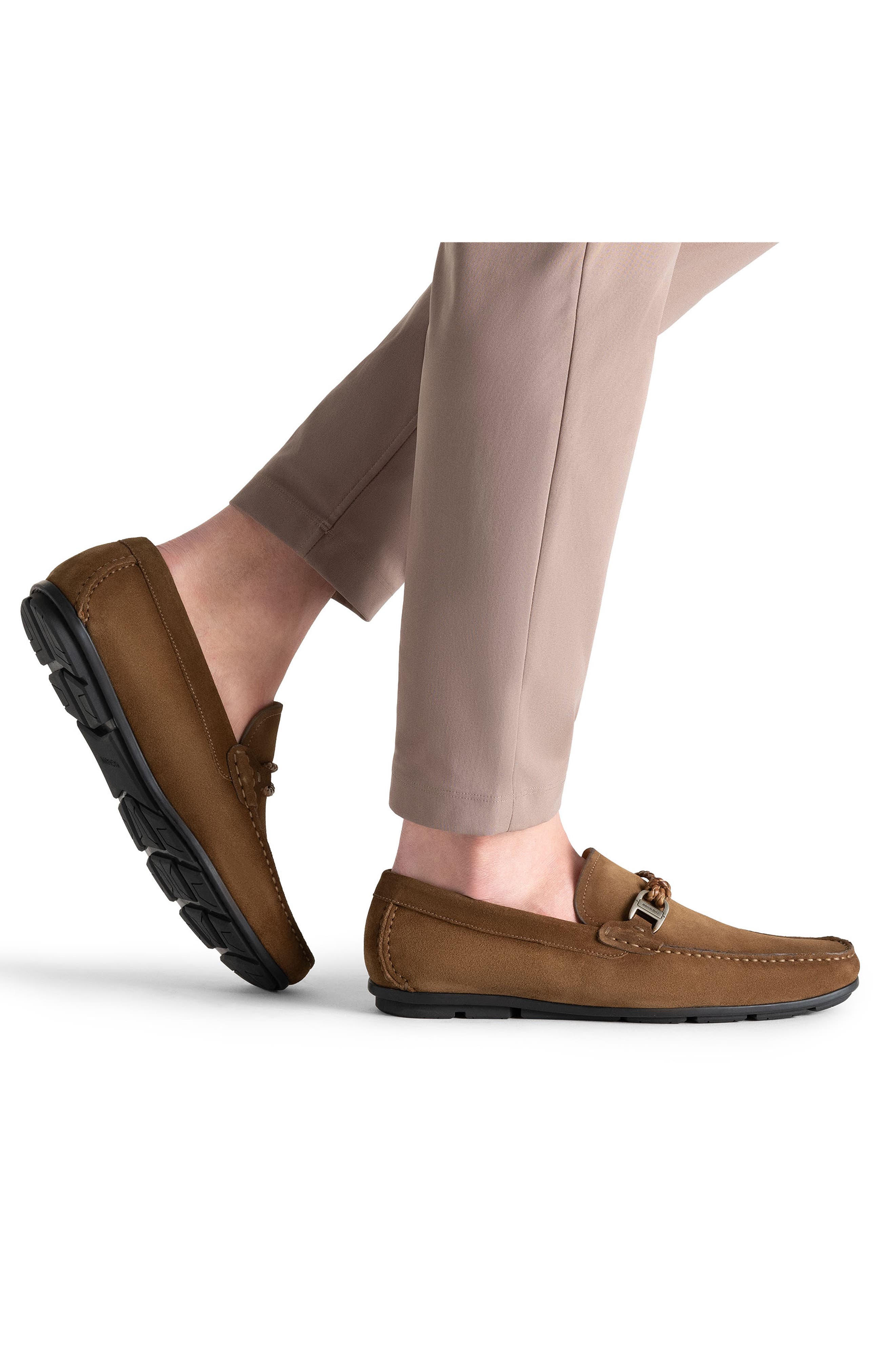 Magnanni Monterey Braid Bit Loafer, Alternate, color, Taupe Suede