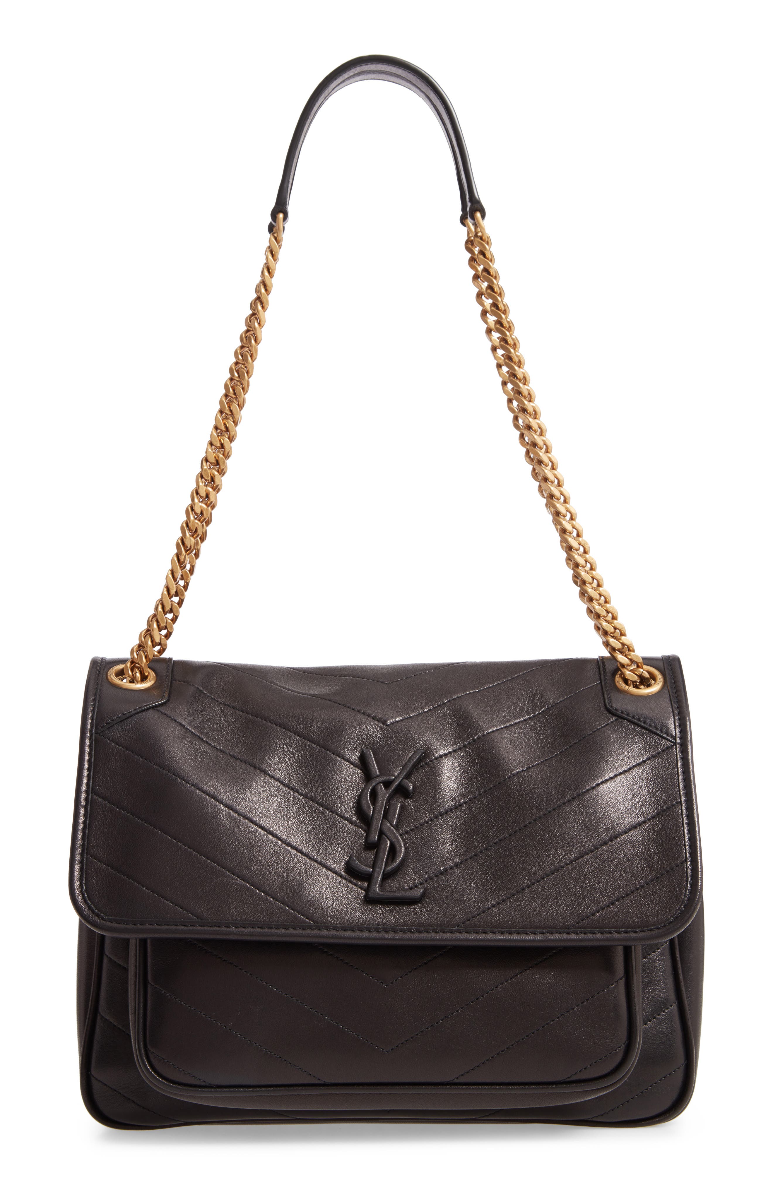 Saint Laurent Medium Niki Lambskin Leather Shoulder Bag, Main, color, 