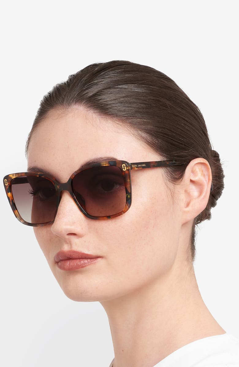 Marc Jacobs 56mm Gradient Butterfly Sunglasses, Alternate, color, Brown Green Havana/ Brown Sf