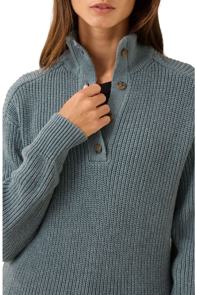 Luxe Knit Henley Sweater, Alternate, color, River Rock Heather