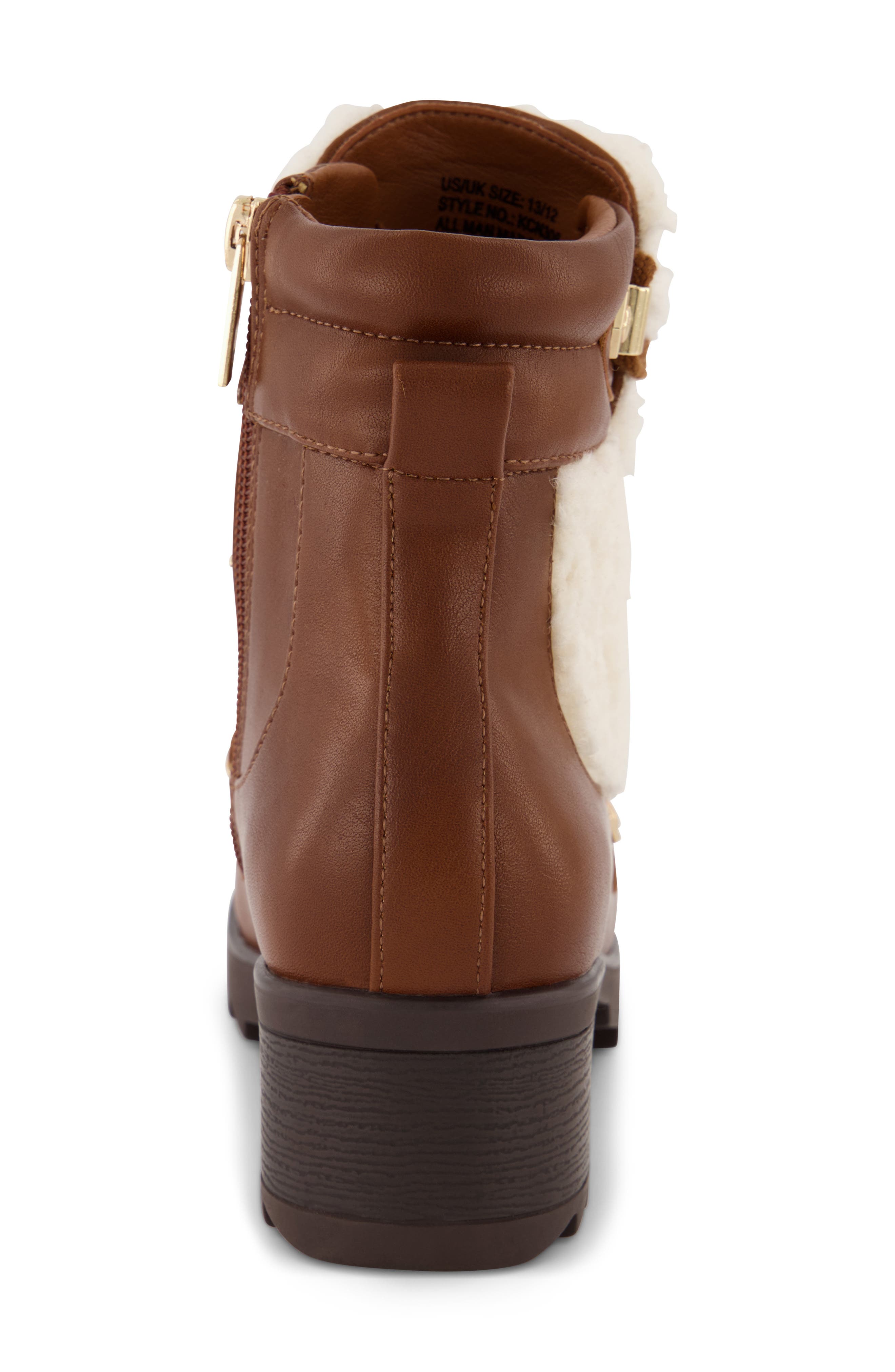 Kenneth Cole Kids' Terri Faux Shearling Hiker Boot, Alternate, color, Cognac