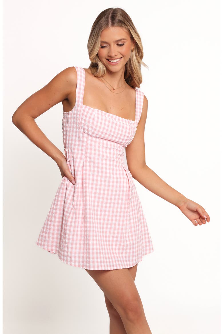 Althea Sleeveless Minidress, Alternate, color, PINK GINGHAM