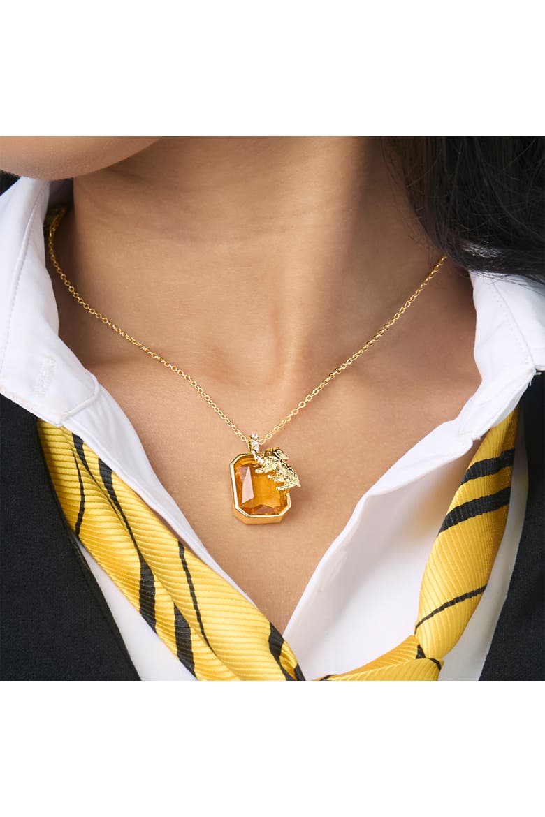 Hufflepuff Badger Pendant Necklace Official License,18+2", Alternate, color, Yellow