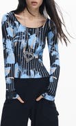 Desigual Abstract Print Rib Top