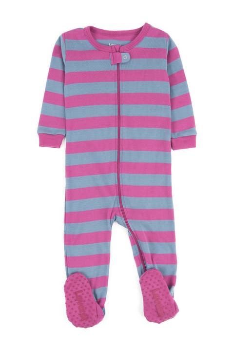 Kids Footed Striped Cotton Matching Family Pajamas