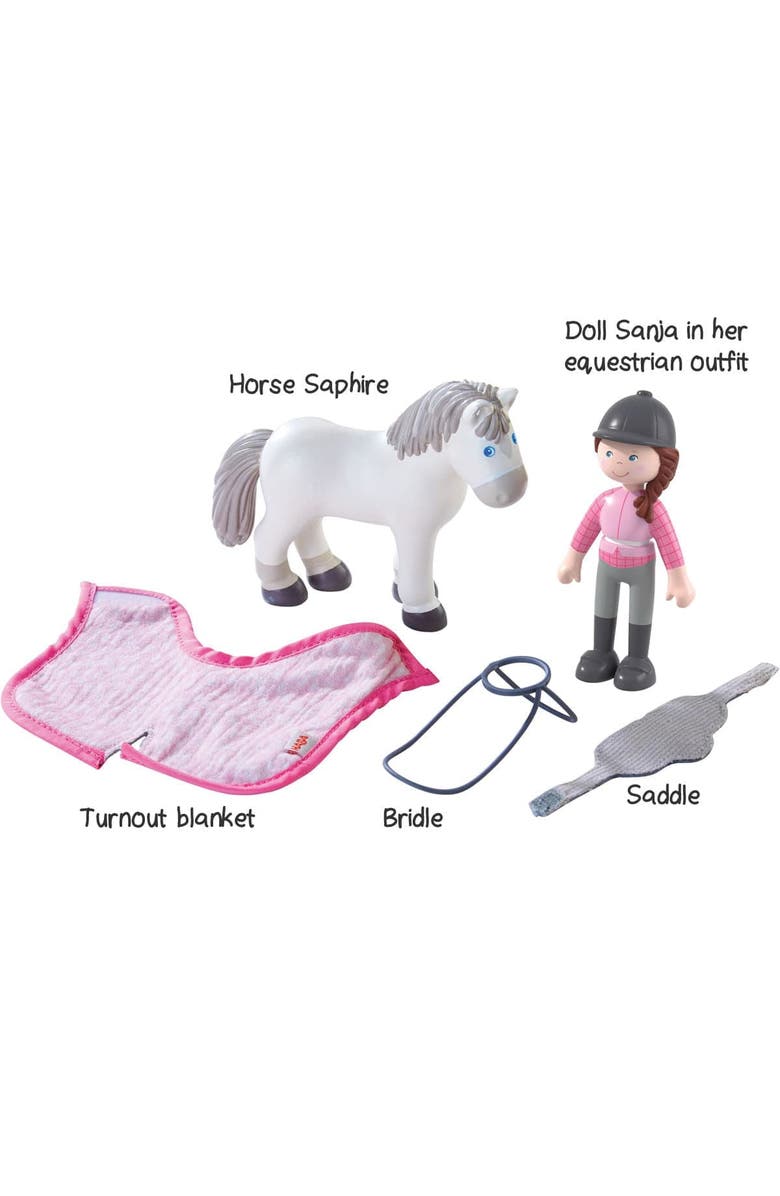 HABA Little Friends Horse Riding Play set - Rider Sanya, Mare Saphira and Accessories, Alternate, color, Multi