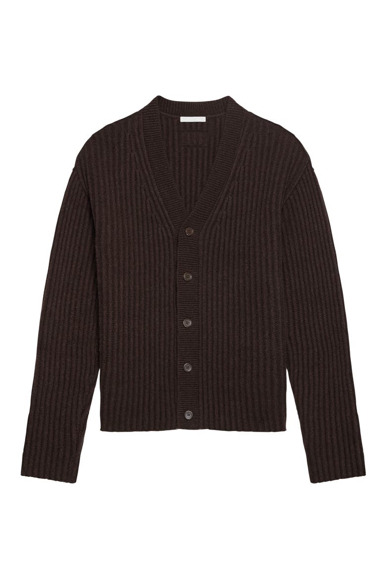 Zephir Oversize Ribbed Wool Blend Cardigan, Alternate, color, DARK BROWN