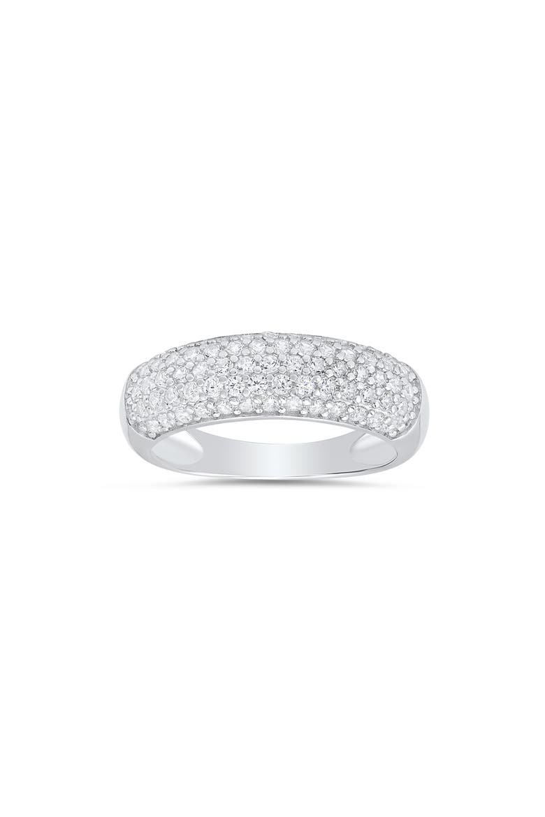 Pavé Cubic Zirconia Domed Band Ring, Main, color, SILVER
