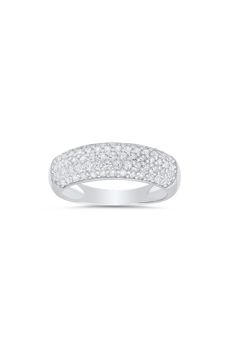 Queen Jewels Pavé Cubic Zirconia Domed Band Ring, Main, color, Silver
