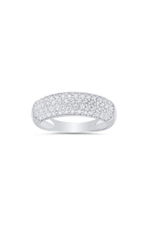 Pavé Cubic Zirconia Domed Band Ring