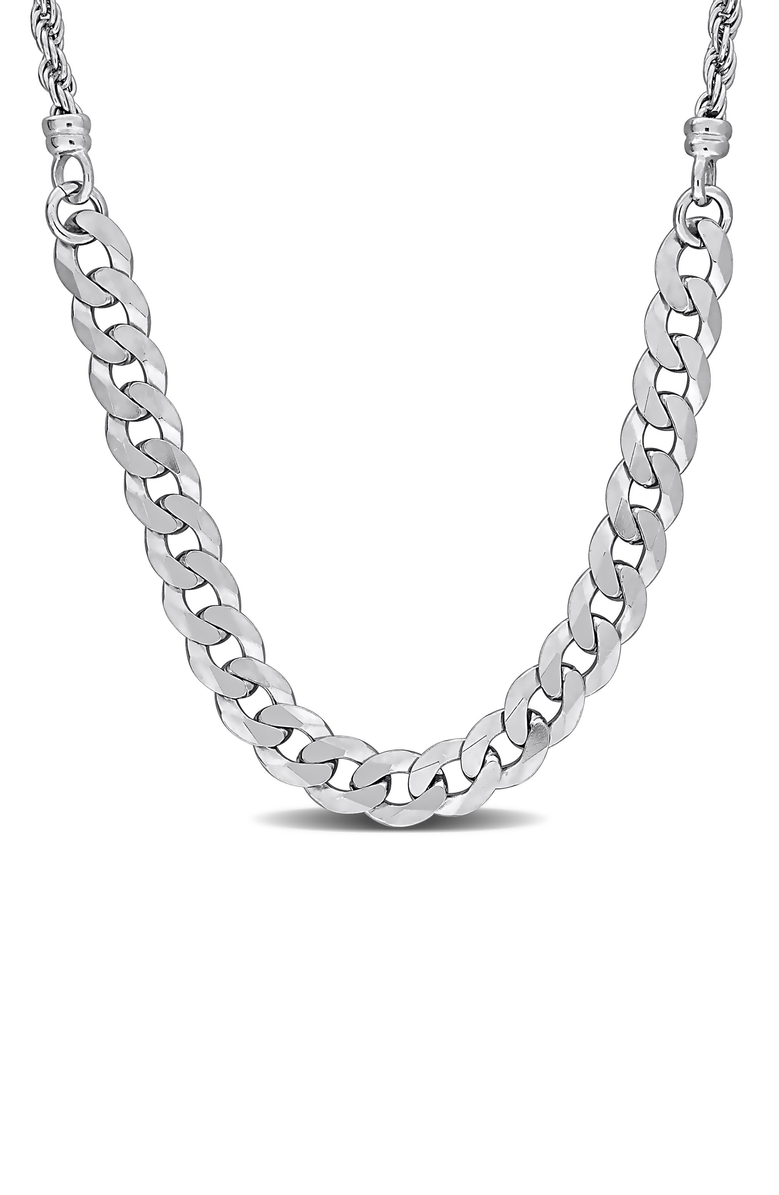 Sterling Silver 2.5mm Rope & 6mm Curb Chain Necklace
