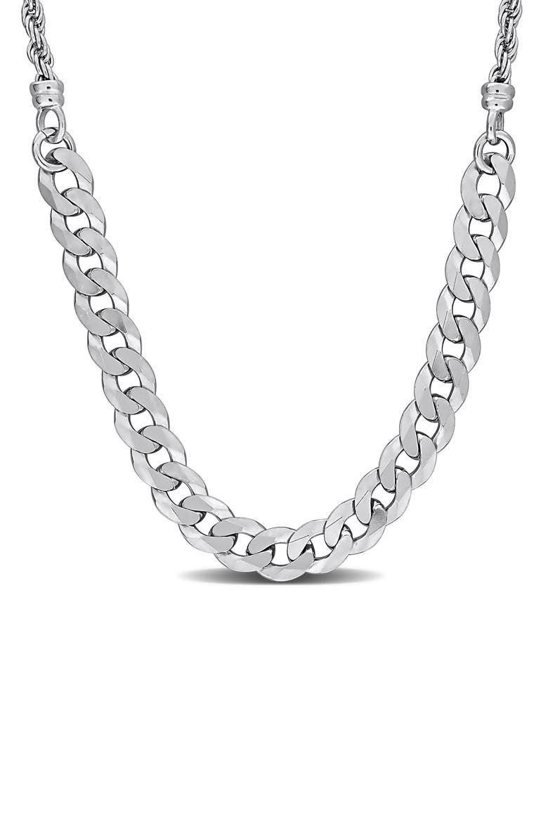 DELMAR Sterling Silver 2.5mm Rope & 6mm Curb Chain Necklace, Main, color, Silver