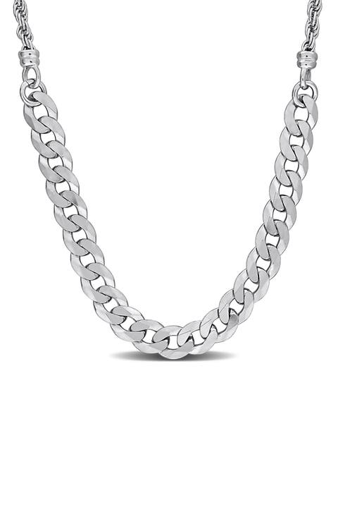 Sterling Silver 2.5mm Rope & 6mm Curb Chain Necklace