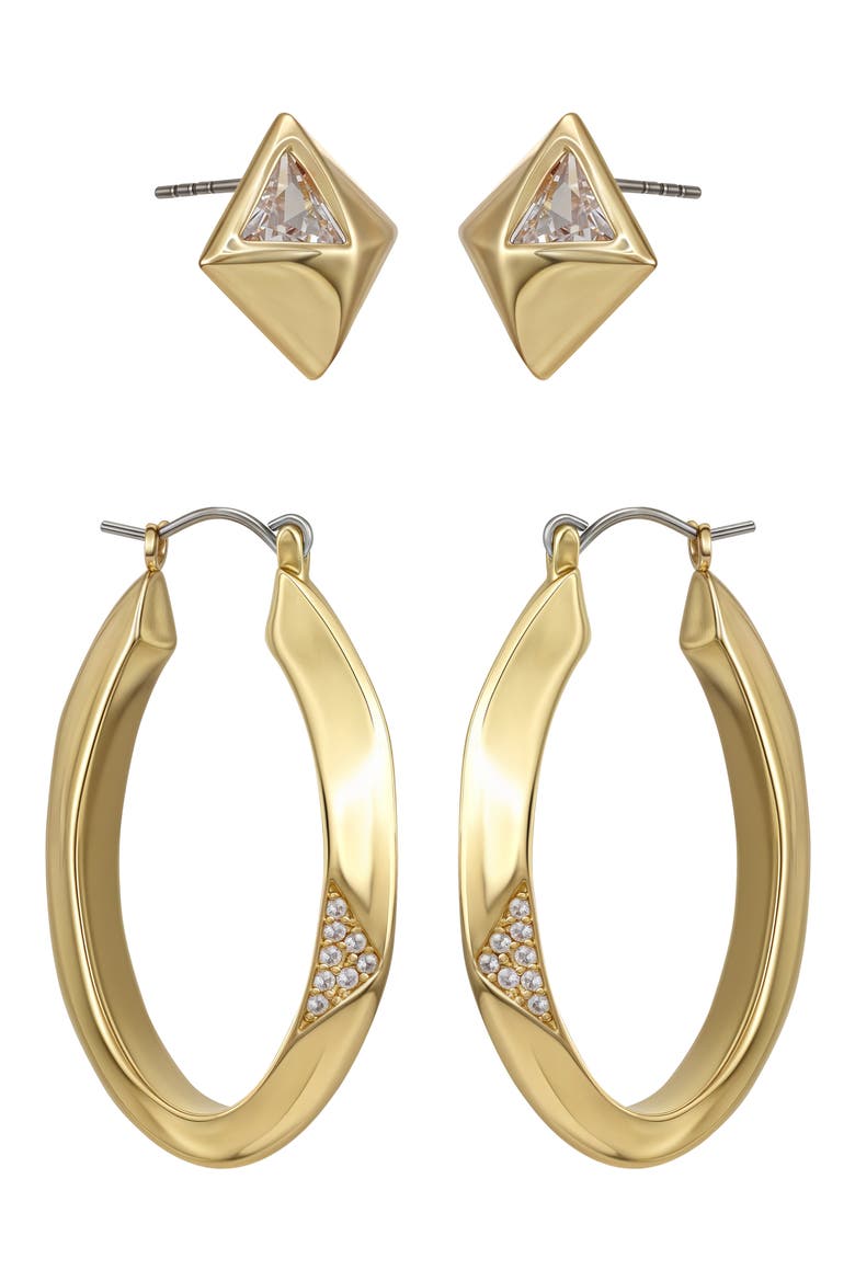 Set of 2 Assorted Earrings, Alternate, color, GOLD