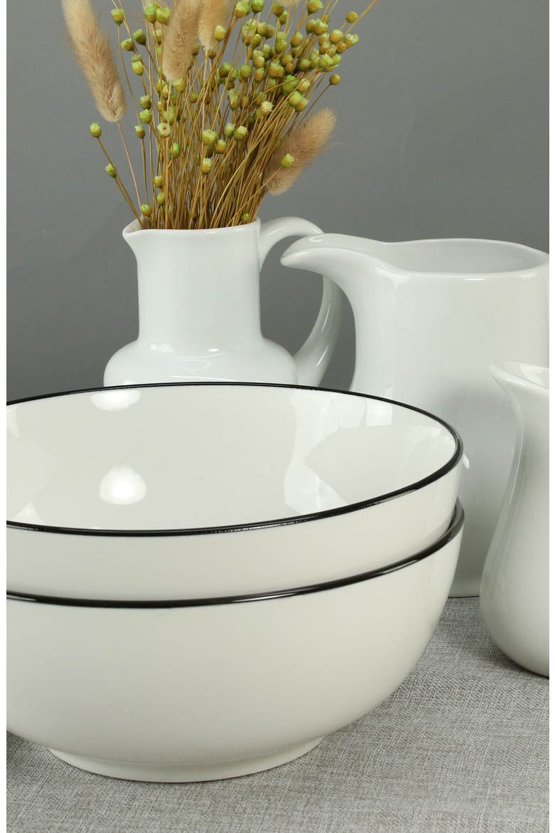 Set of 2 Silhouette Serving Bowls, Alternate, color, WHITE W/ BLACK