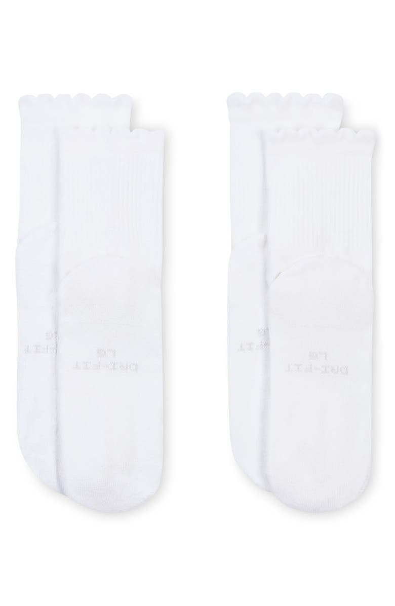 Nike 2-Pack Assorted Scallop Hem Crew Socks, Alternate, color, White