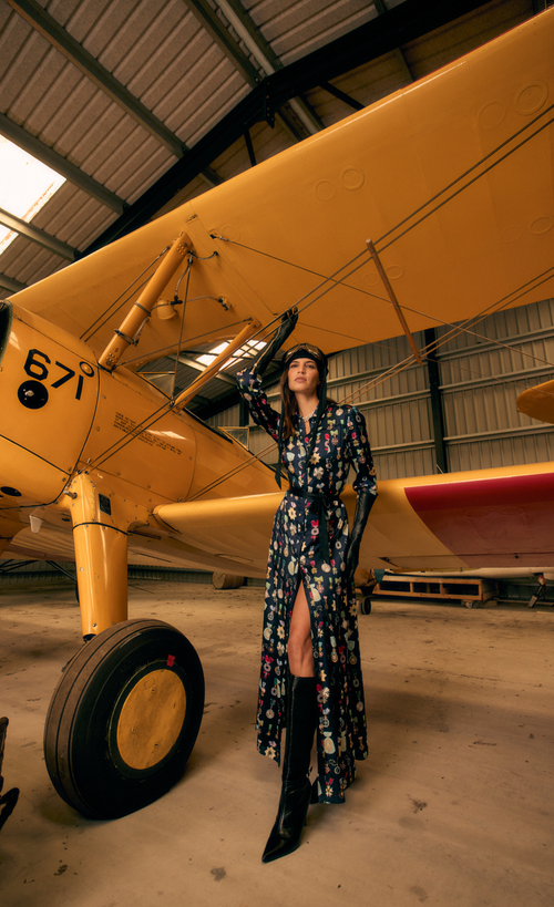 Temperley London Gloriette Printed Shirt Dress In Blue