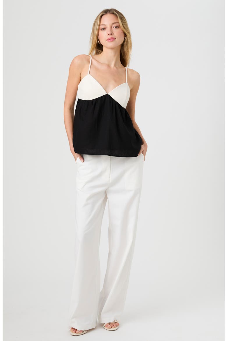 Phoebe Ponte Colorblocked Camisole, Alternate, color, BLACK/ PORCELAIN CREAM