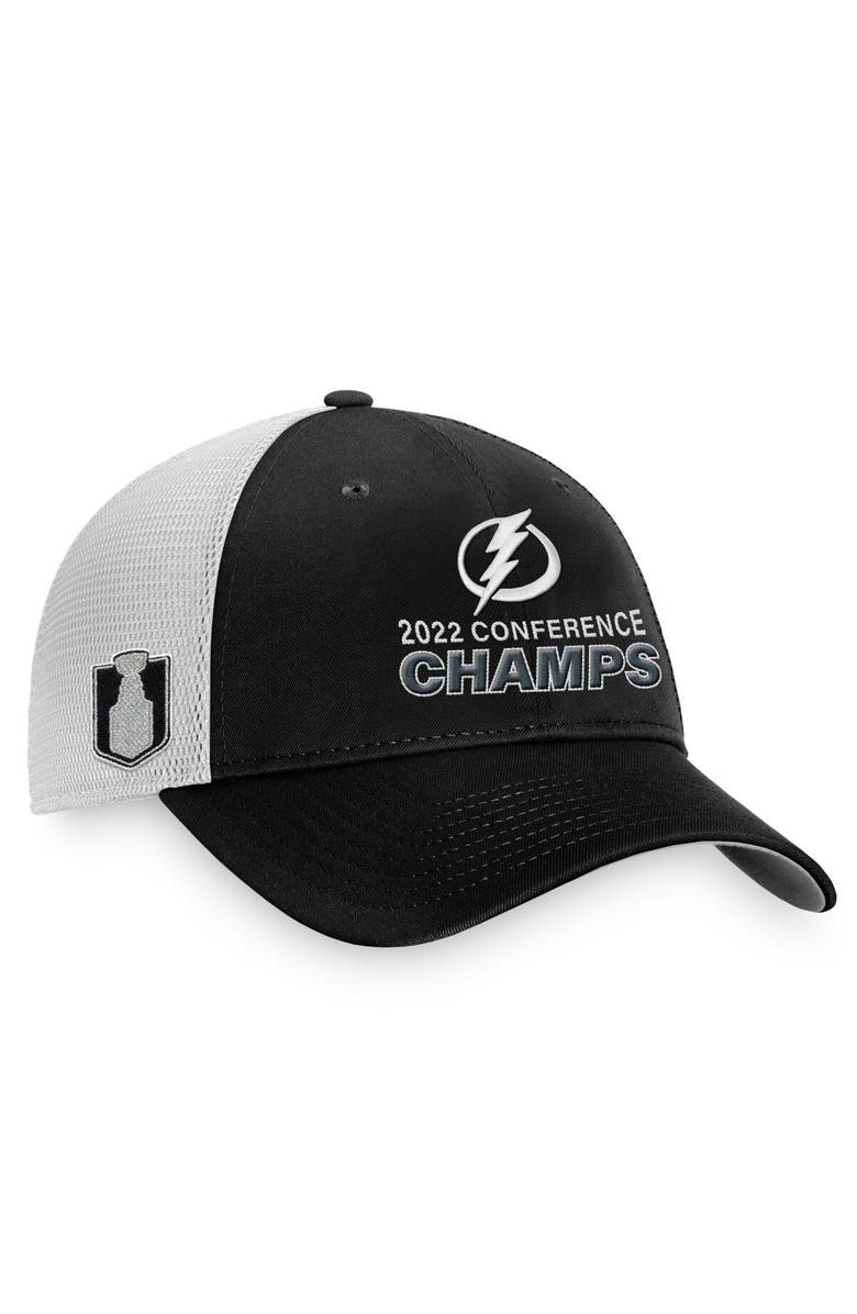 FANATICS Men's Fanatics Branded Black Tampa Bay Lightning 2022 Eastern Conference Champions Trucker Adjustable Hat, Main, color,