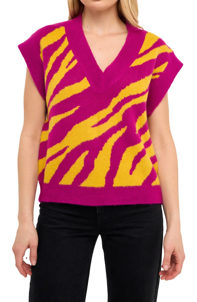 Grey Lab Zebra Stripe Sweater Vest, Main, color, 