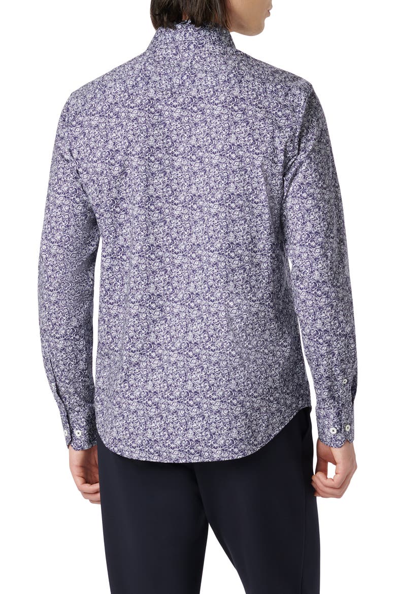 James OoohCotton® Floral Print Button-Up Shirt, Alternate, color, NAVY