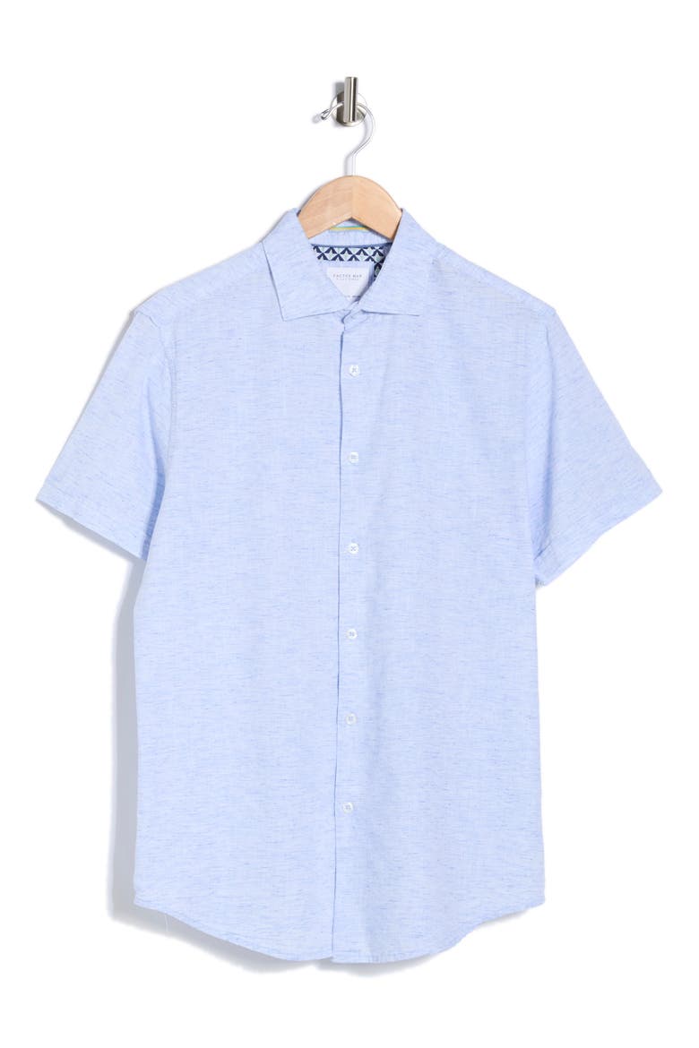 Melange Button-Up Shirt, Alternate, color, LIGHT BLUE MELANGE